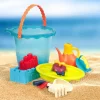 Do Piaskownicy|2 Lata + | B.Toys Shore Thing – wielkie wiaderko z akcesoriami do piasku – niebieskie