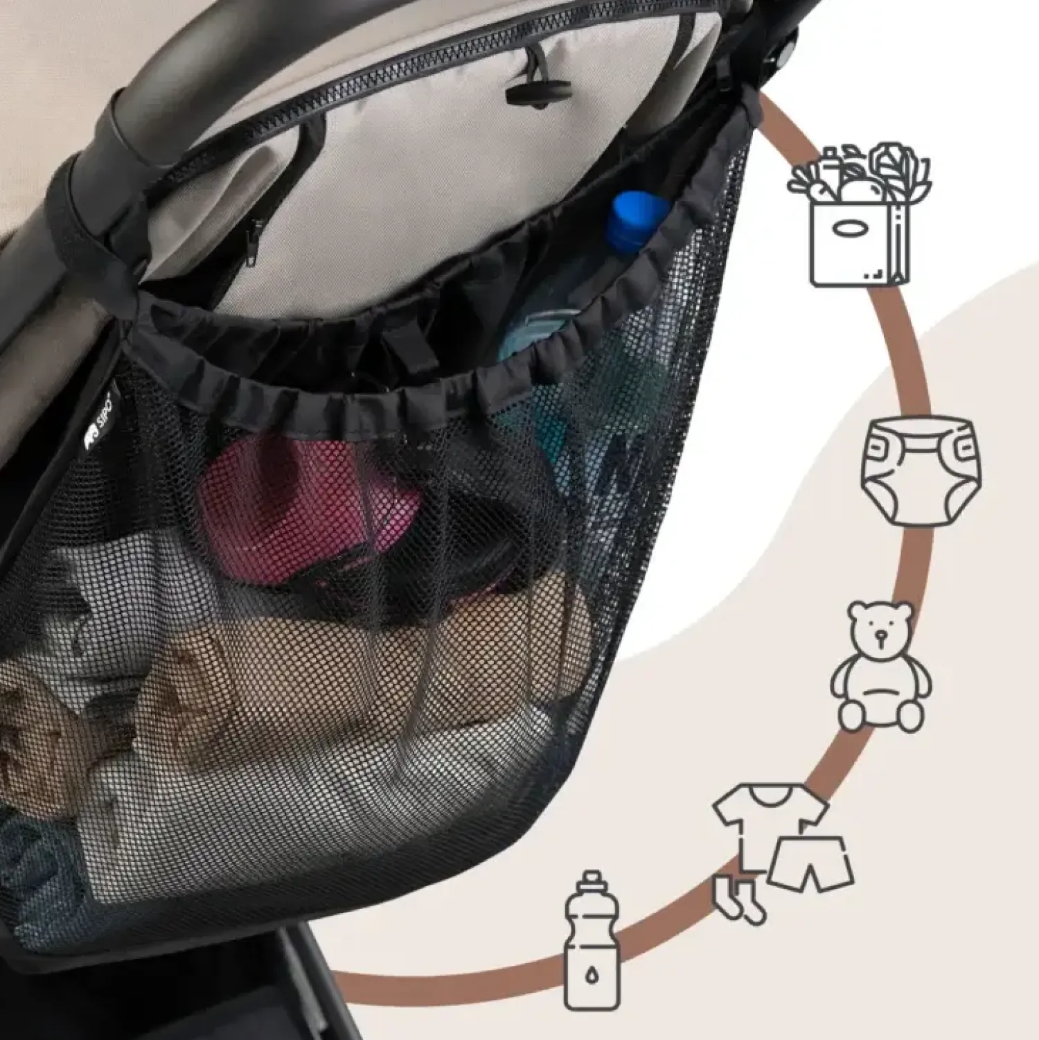 Torby I Plecaki Do Wózka|Torby I Plecaki Do Wózka | SIPO Siatkowy uniwersalny organizer do wózka – torba do przechowywania XL