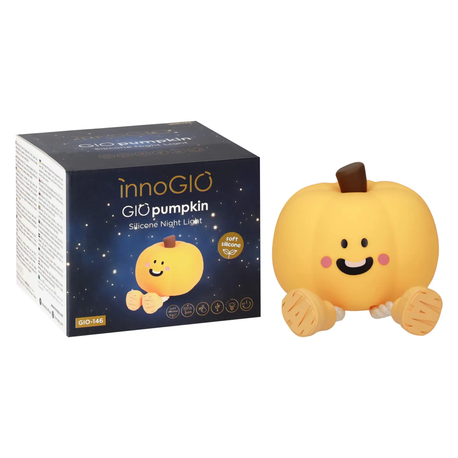 Lampki Nocne|Lampki Nocne | InnoGIO Silikonowa Lampka nocna GIO Pumpkin