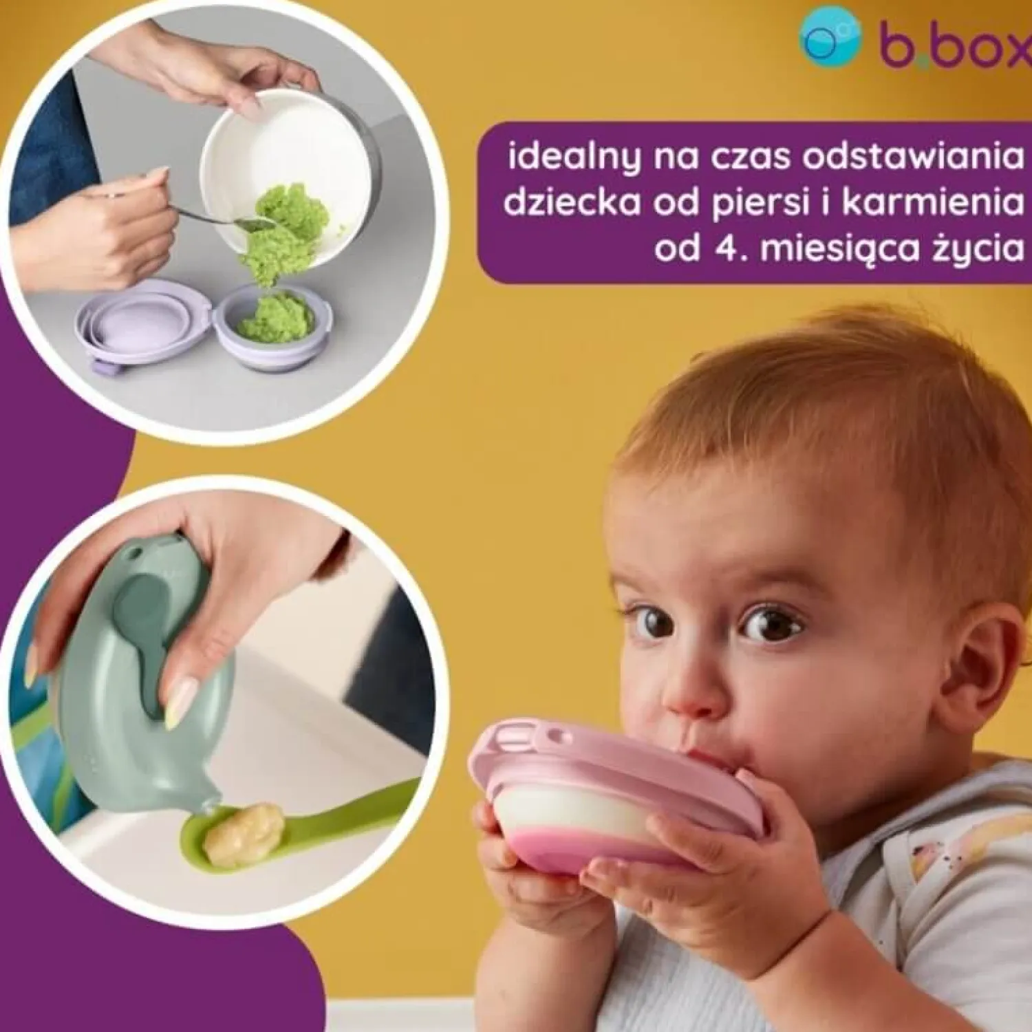 Naczynia Dla Dzieci | b.box Silikonowa miseczka z pokrywką - piwonia
