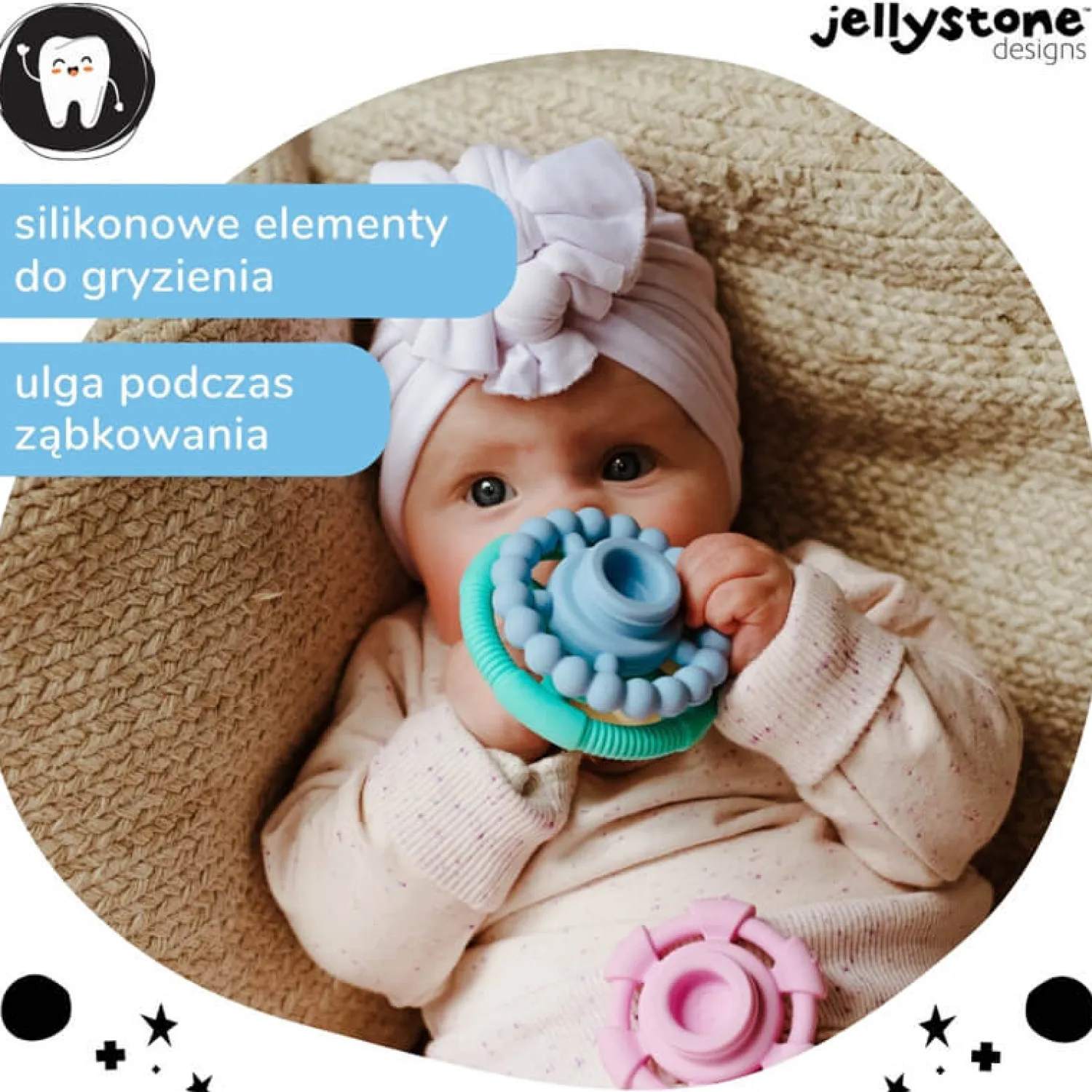 Idealne W Podróży|12M+ | Jellystone Silikonowa wieża gryzak pastelowa