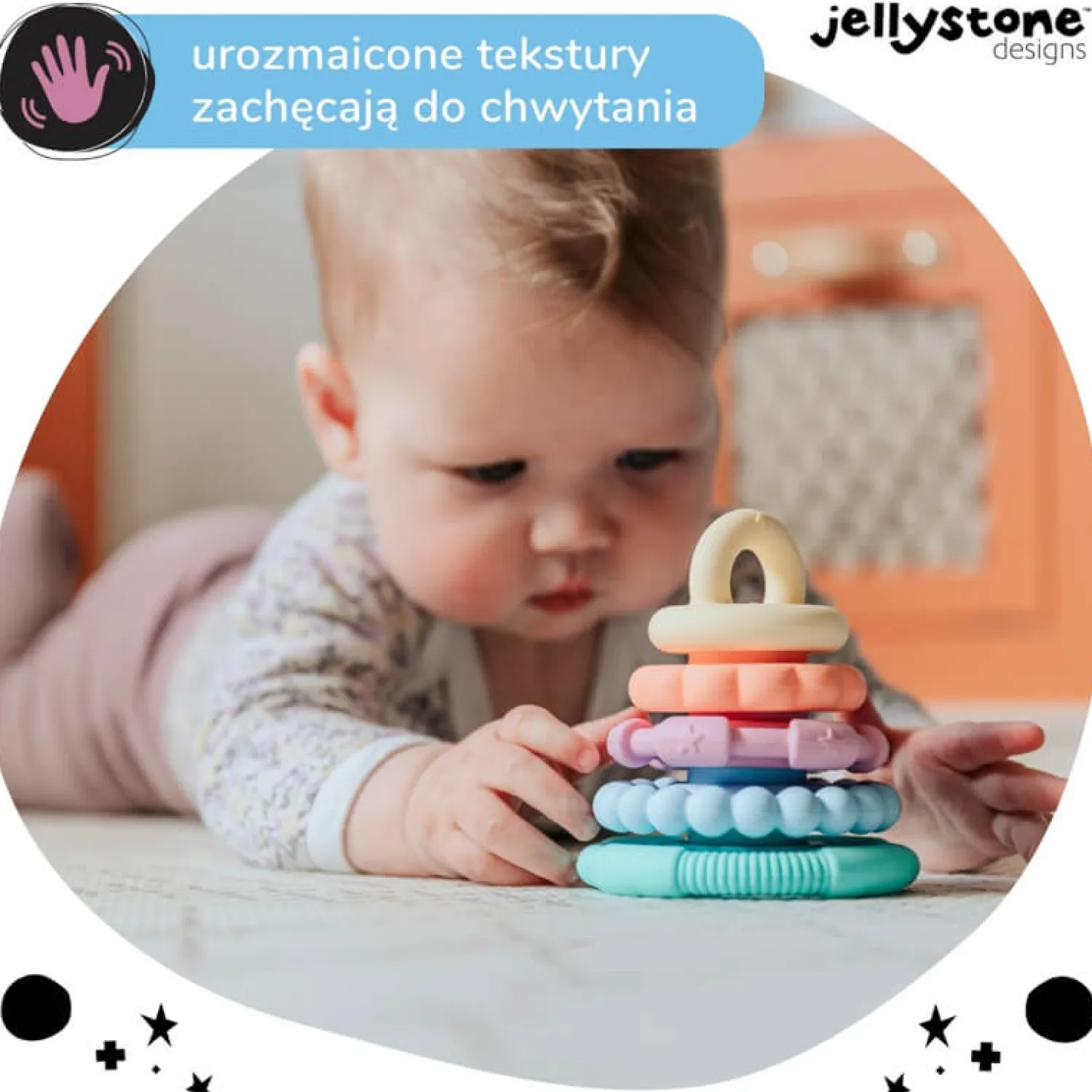 Idealne W Podróży|12M+ | Jellystone Silikonowa wieża gryzak pastelowa
