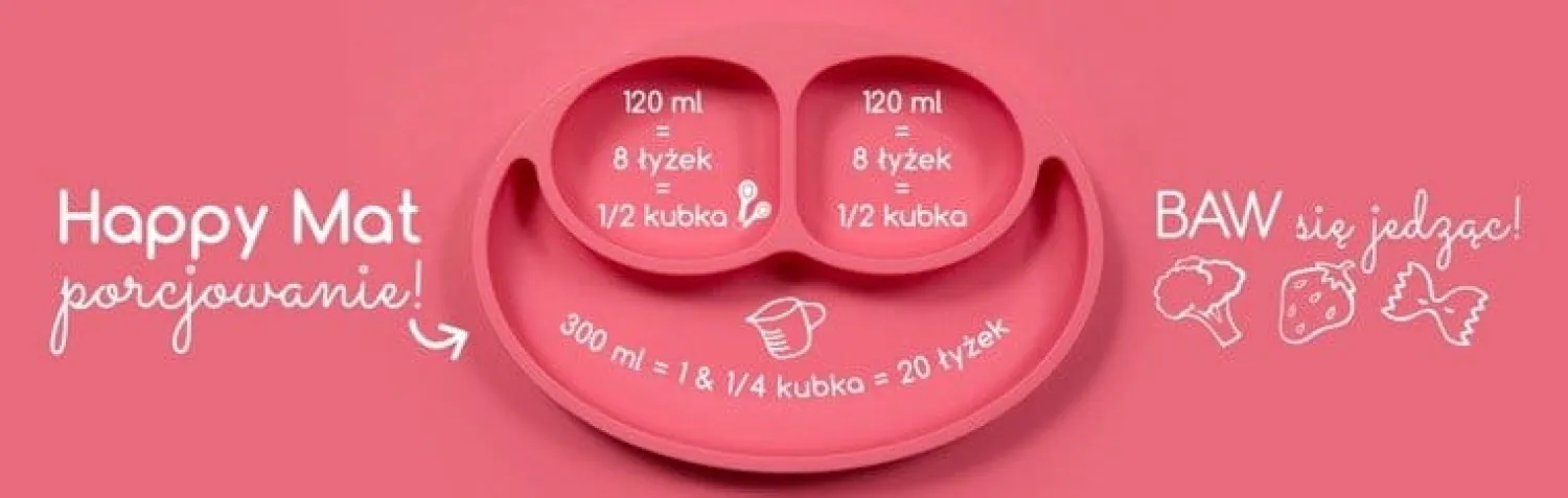 Metoda Blw|Naczynia Dla Dzieci | EzPz Silikonowy talerzyk z podkładką 2w1 Happy Mat niebieski