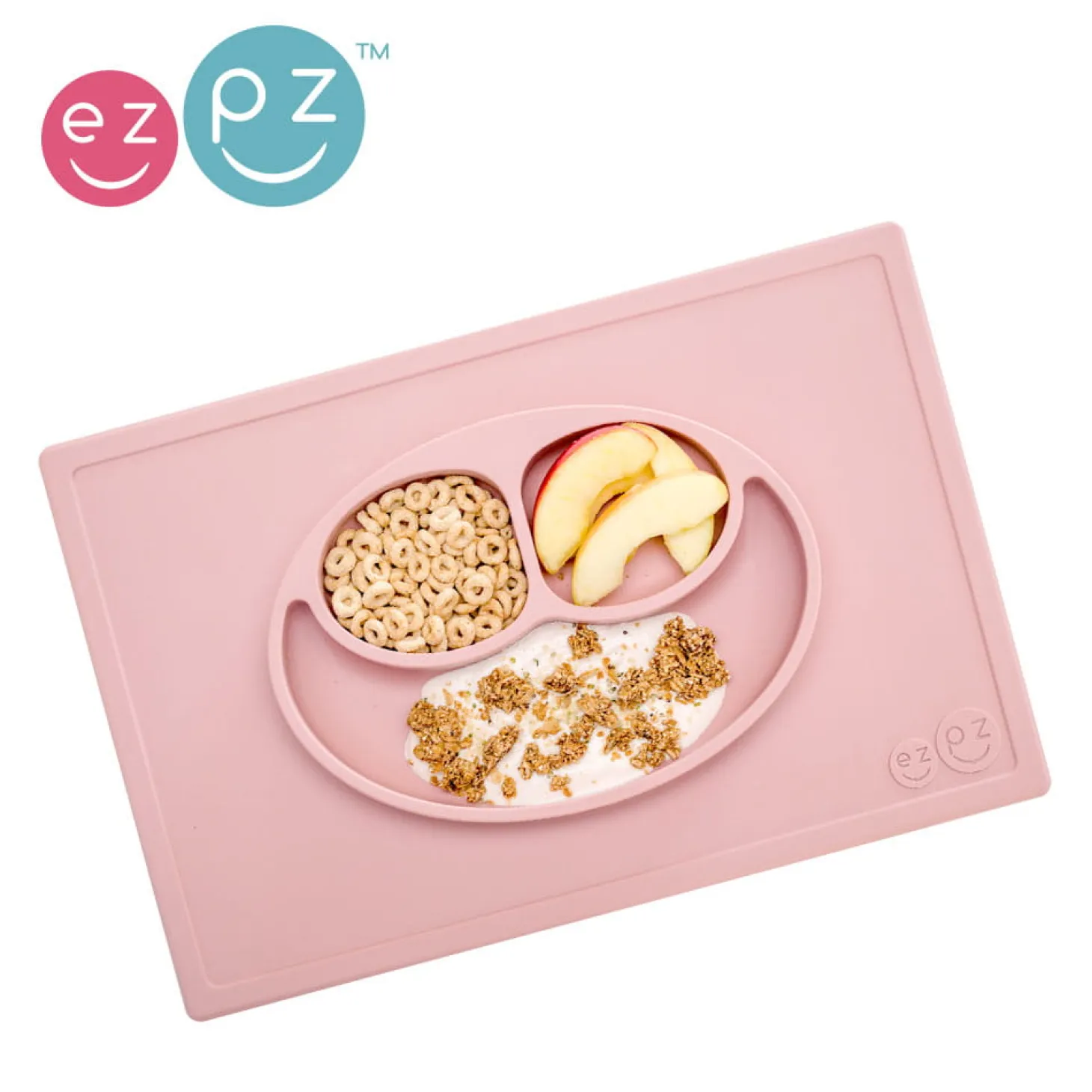 Silikonowy talerzyk z podkładką 2w1 Happy Mat pastelowy róż