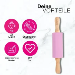 6 Lat+|3 Lata + | KNETA Silikonowy wałek do ciastoliny Rolli - lilac