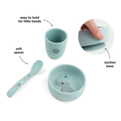 Silikonowy zestaw obiadowy Celebration Blue, 3szt