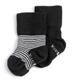 Małe Stópki | KipKep Skarpetki niemowlęce Stay-on-Socks, Black Stripes