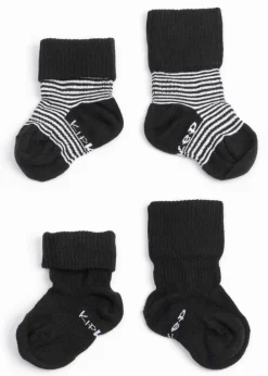 Małe Stópki | KipKep Skarpetki niemowlęce Stay-on-Socks, Black Stripes