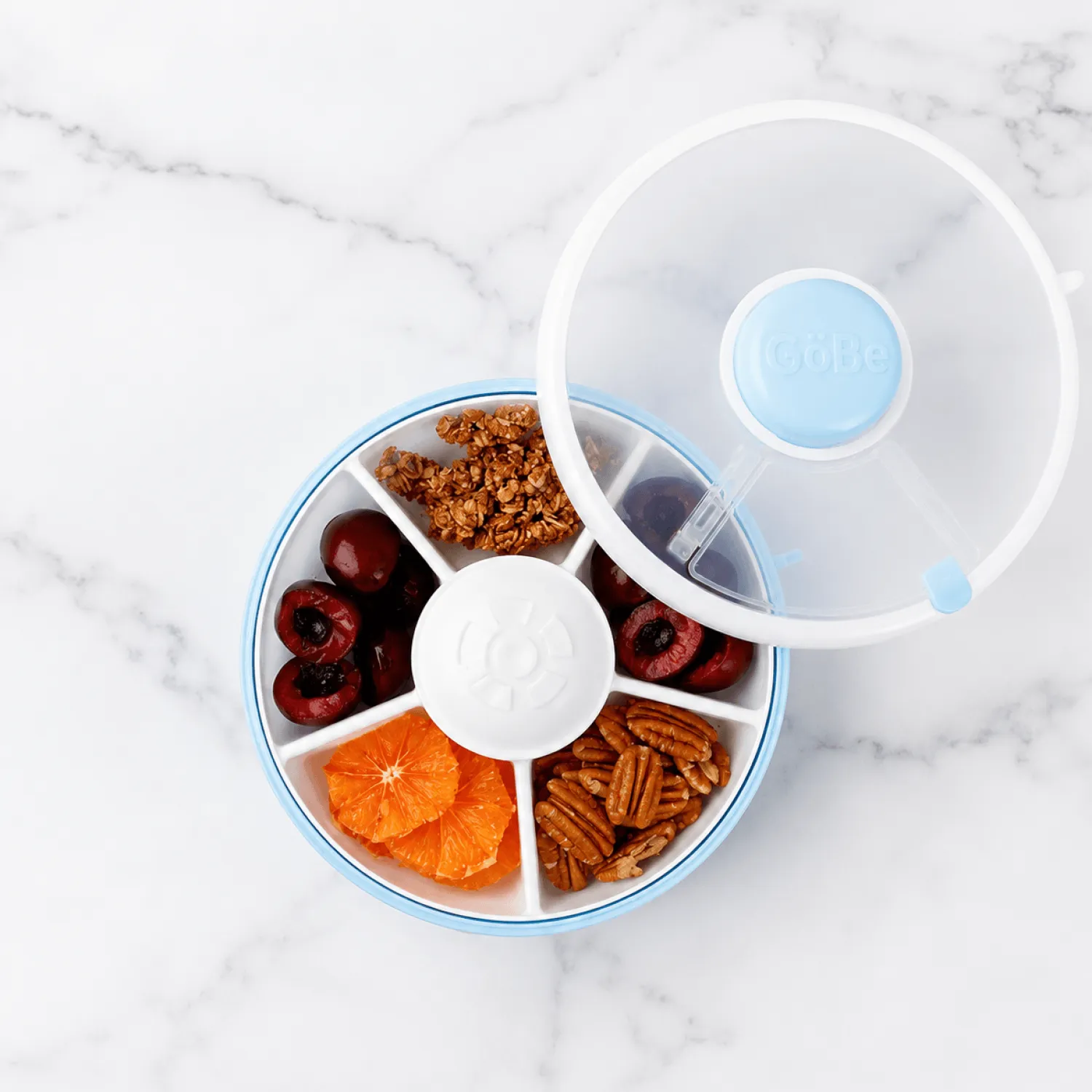 Lunchboxy|Przechowywanie Jedzenia | GOBE SNACK SPINNER pojemnik na przekąski, Macaron Blue