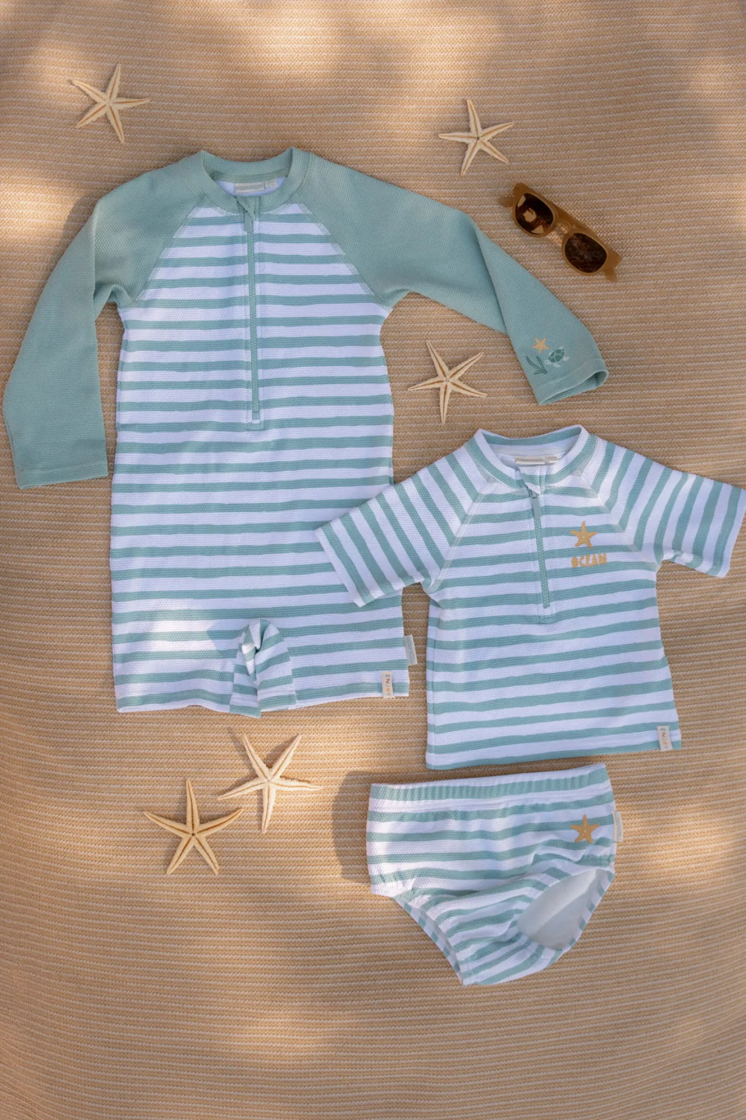 Swimsuit z długim rękawem Stripes Surf Blue