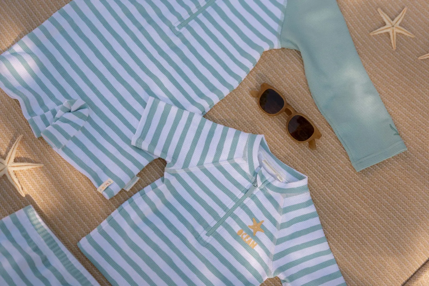 Swimsuit z długim rękawem Stripes Surf Blue