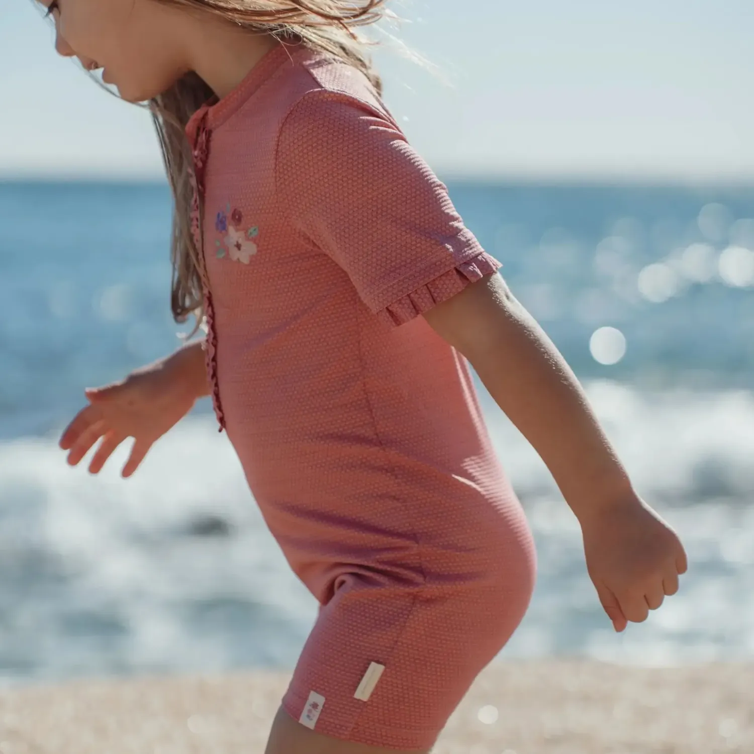 Stroje Kąpielowe|Stroje Kąpielowe | Little Dutch Swimsuit z krótkim rękawem Dreamy Pink Sparkle