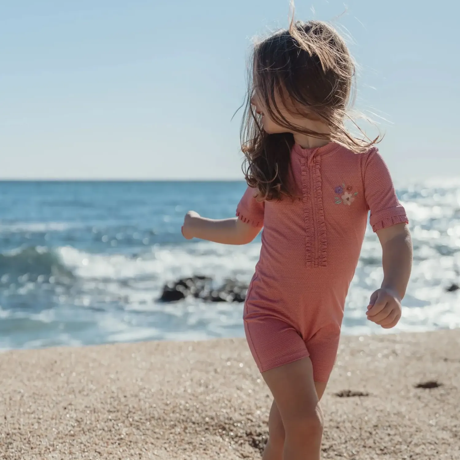 Stroje Kąpielowe|Stroje Kąpielowe | Little Dutch Swimsuit z krótkim rękawem Dreamy Pink Sparkle