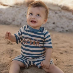 Stroje Kąpielowe|Stroje Kąpielowe | Little Dutch Swimsuit z krótkim rękawem Ocean Blue Stripes
