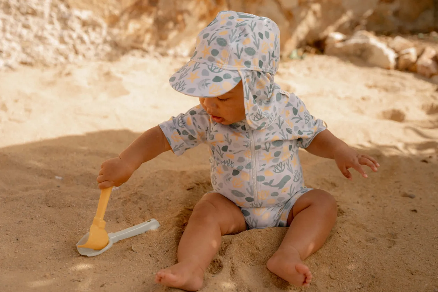 Stroje Kąpielowe|Stroje Kąpielowe | Little Dutch Swimsuit z krótkim rękawem Seashells
