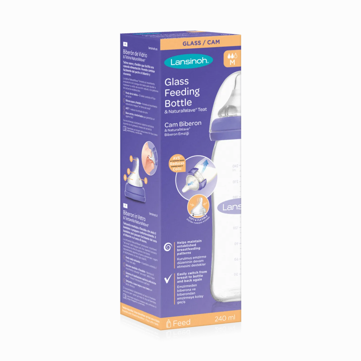 Szklana butelka 240 ml ze smoczkiem Natural Wave®
