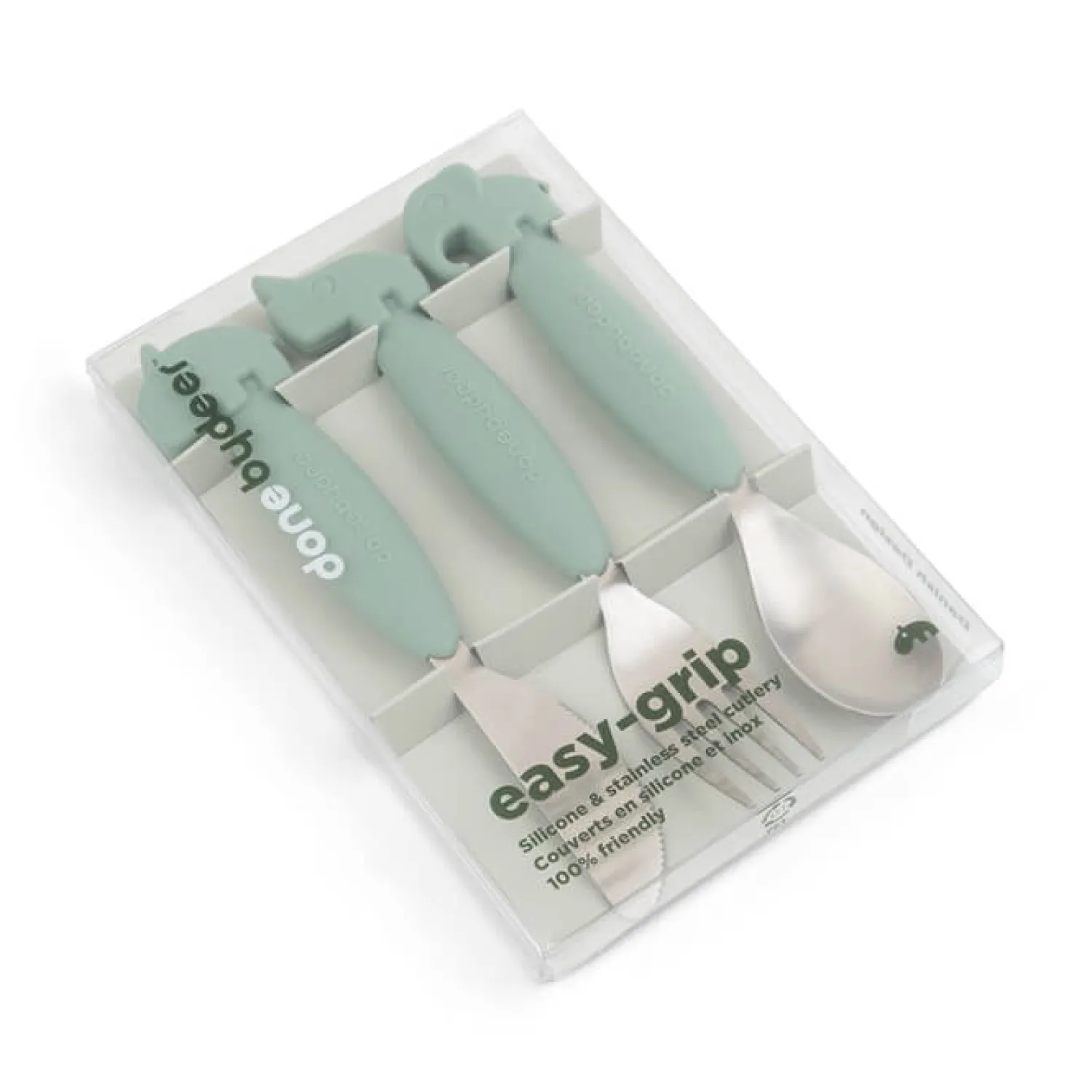 Metoda Blw|Naczynia Dla Dzieci | Done by Deer Sztućce dla dziecka Easy-Grip - Green