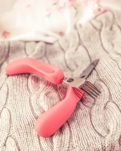 Metoda Blw|Naczynia Dla Dzieci | Nanas Manners Sztućce kształtujące chwyt 3-9 lat, ETAP 3 - pink