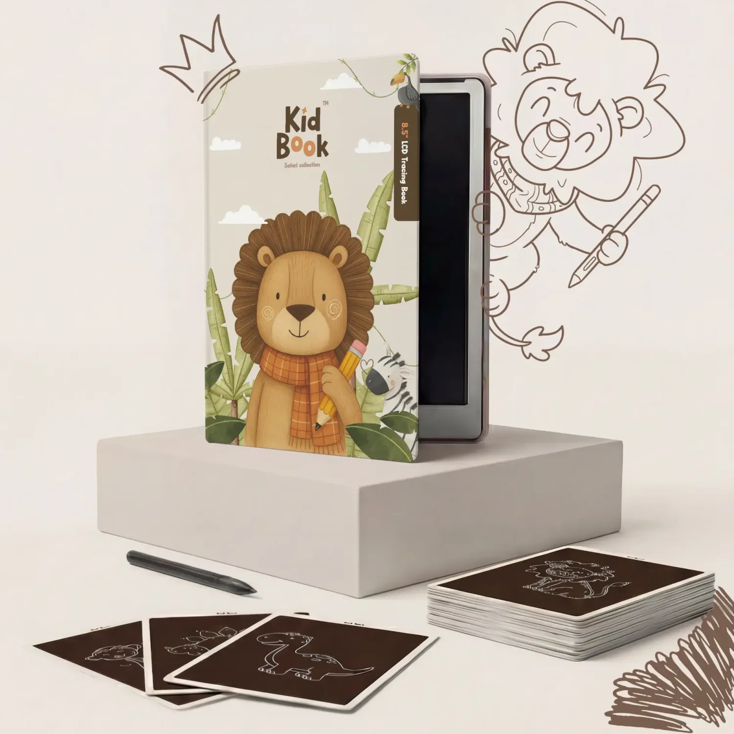 Idealne W Podróży|6 Lat+ | Kidinex Tablet graficzny KidBook - Safari
