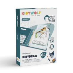 Idealne W Podróży|8 Lat+ | Kidywolf Tablet graficzny z szablonami do rysowania KIDYDRAW-PAD - Animals, 8+