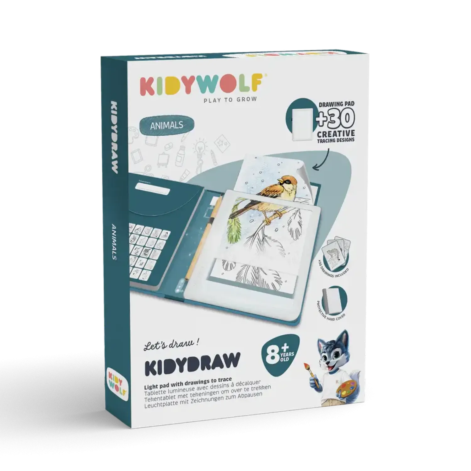 Idealne W Podróży|8 Lat+ | Kidywolf Tablet graficzny z szablonami do rysowania KIDYDRAW-PAD - Animals, 8+
