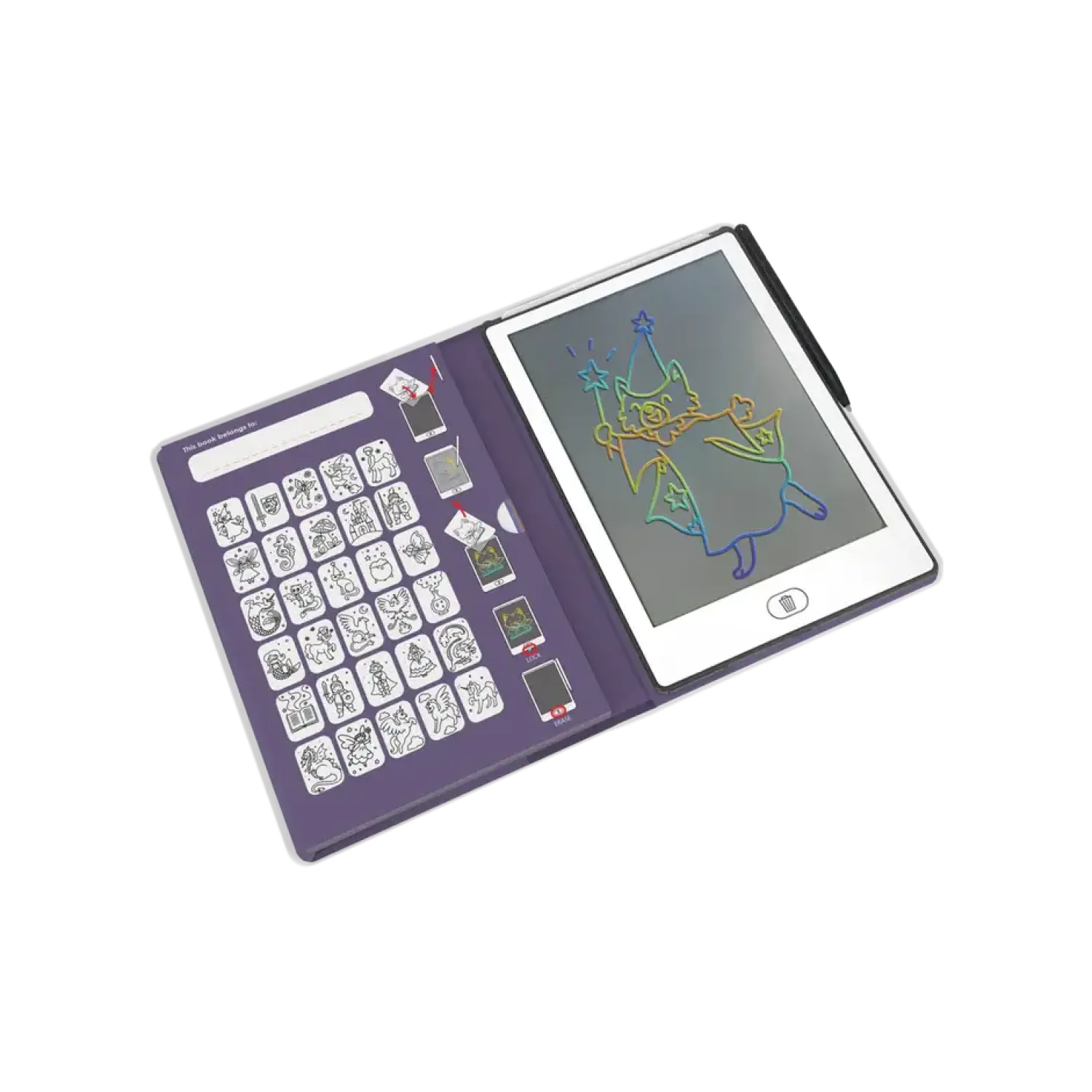 Idealne W Podróży|6 Lat+ | Kidywolf Tablet graficzny z szablonami do rysowania KIDYDRAW-MINI - dawno dawno temu