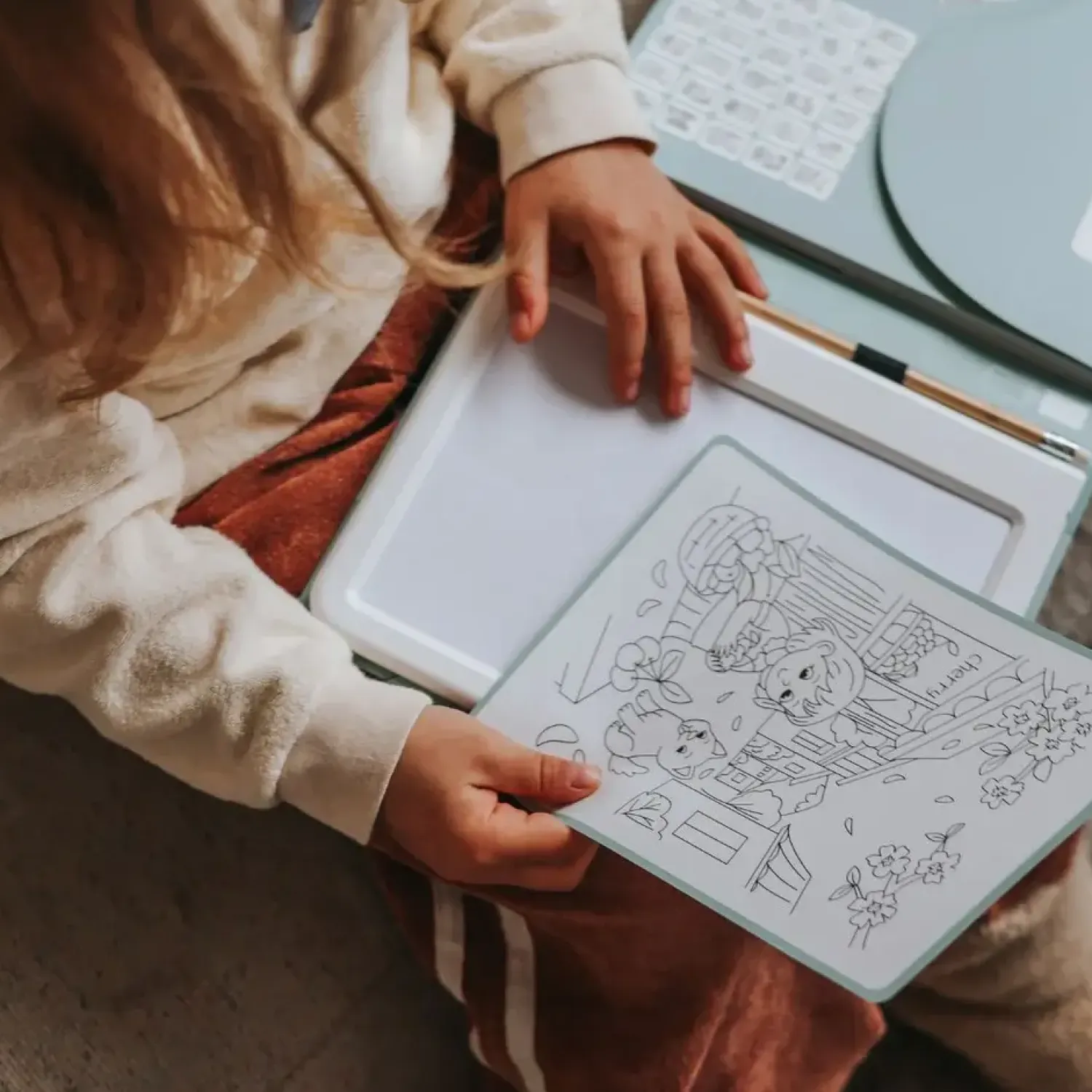 Idealne W Podróży|8 Lat+ | Kidywolf Tablet graficzny z szablonami do rysowania KIDYDRAW-PAD - Food around the world, 6+