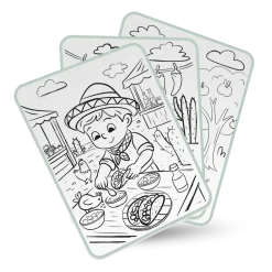 Idealne W Podróży|8 Lat+ | Kidywolf Tablet graficzny z szablonami do rysowania KIDYDRAW-PAD - Food around the world, 6+