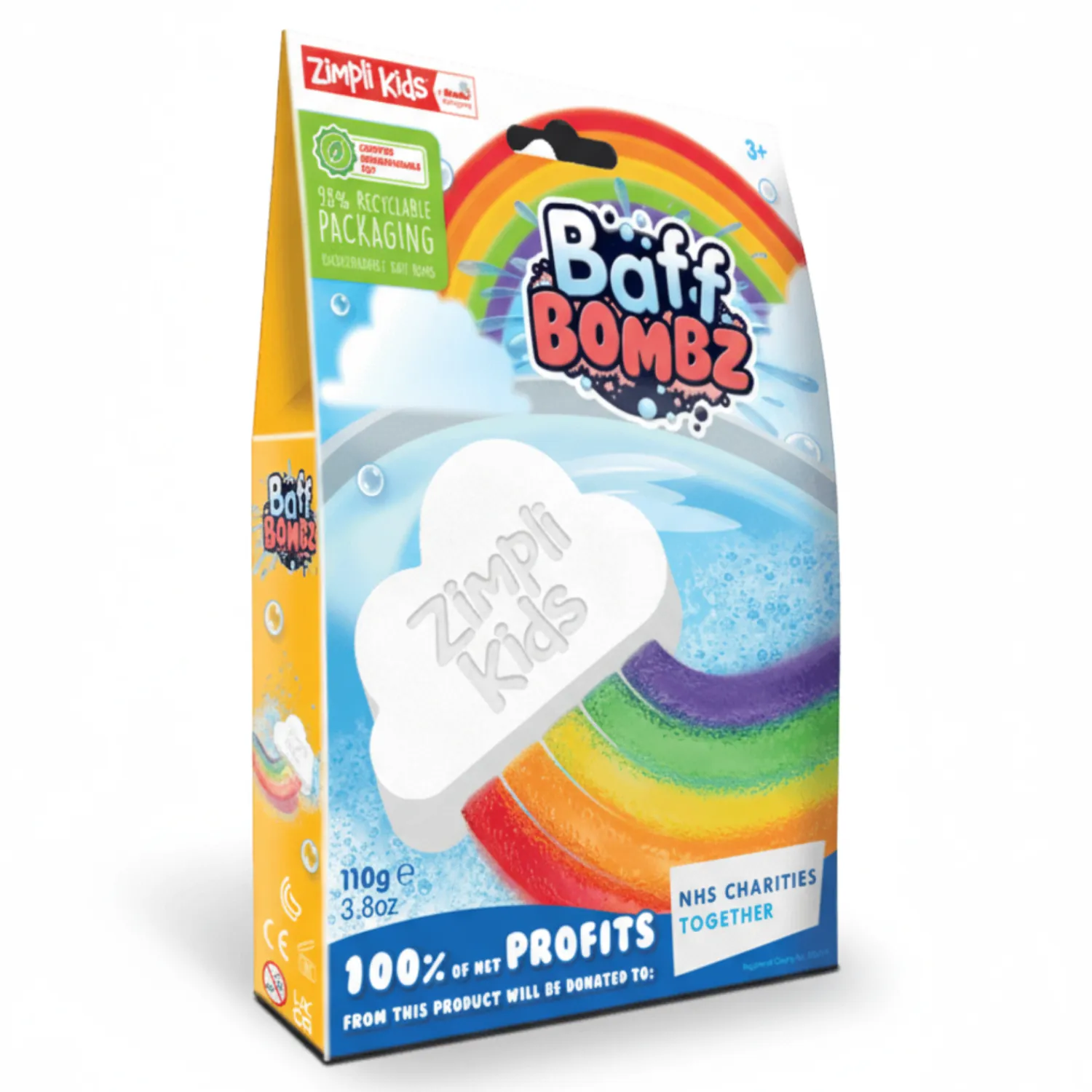 Zabawki Do Kąpieli|Do Kąpieli | Zimpli Kids Tęczowa chmurka do kąpieli zmieniająca kolor wody - Rainbow Baff Bombz