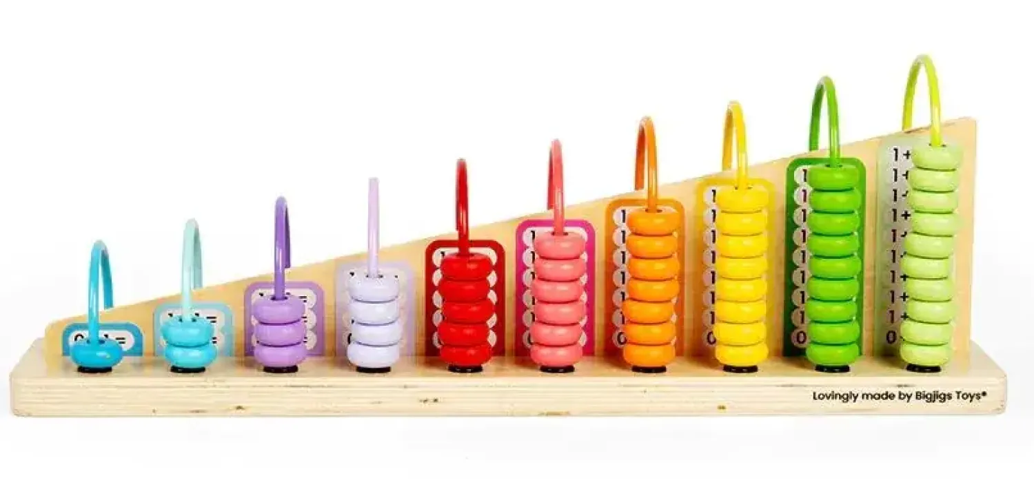 Edukacyjne|Drewniane | Bigjigs Toys Tęczowe liczydło z działaniami FSC