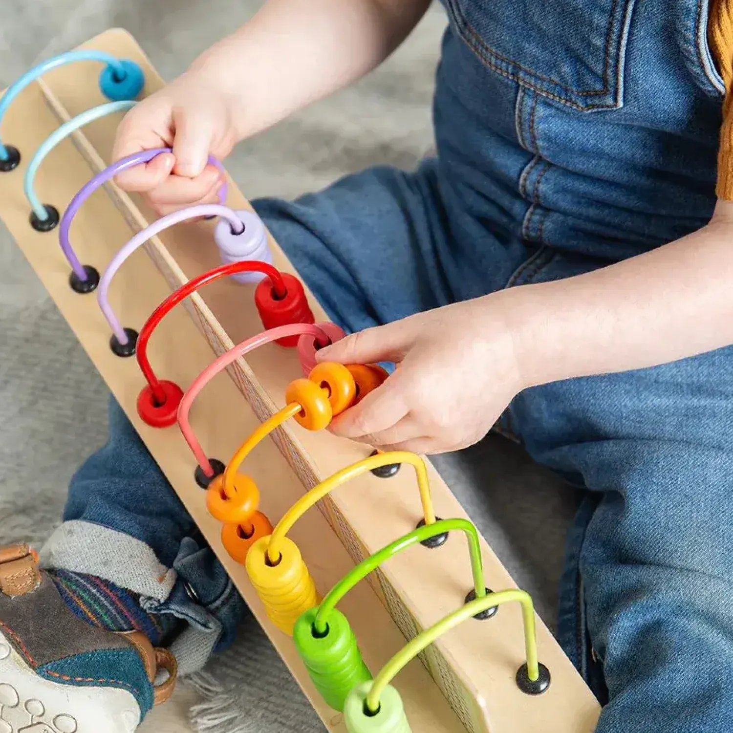 Edukacyjne|Drewniane | Bigjigs Toys Tęczowe liczydło z działaniami FSC