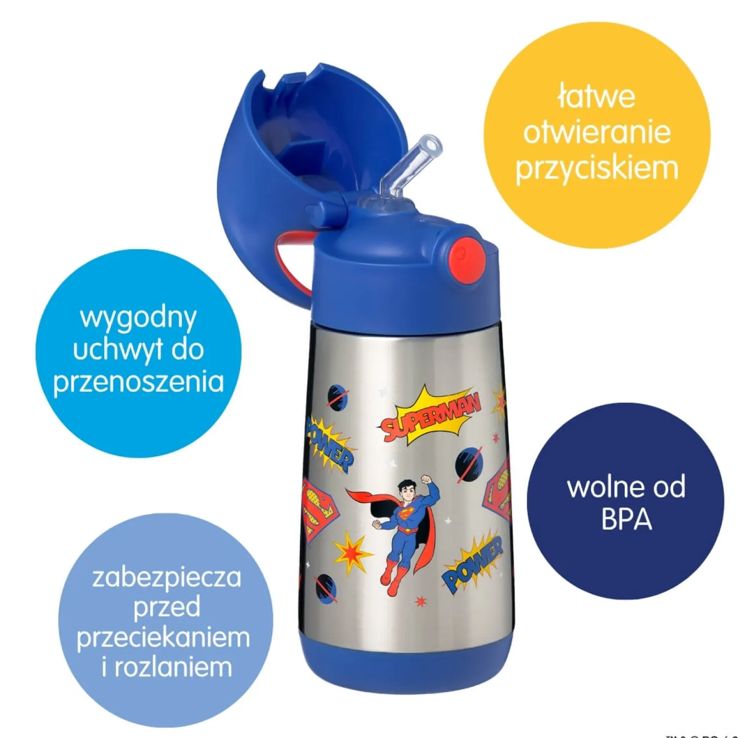 Termobutelka ze słomką Superman