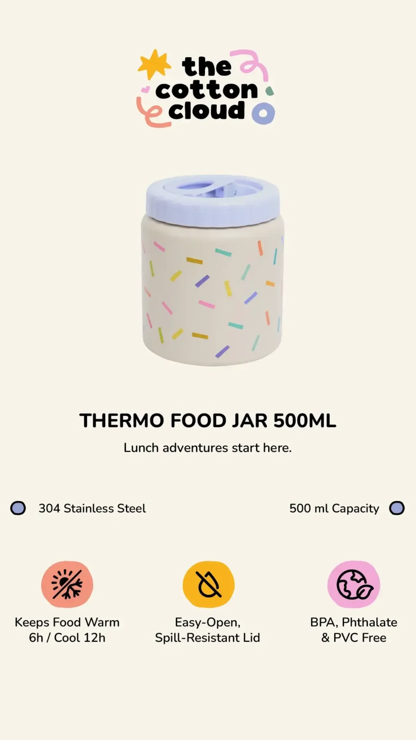 Lunchboxy|Przechowywanie Jedzenia | The cotton cloud Termos obiadowy 500ml - Club Soleil