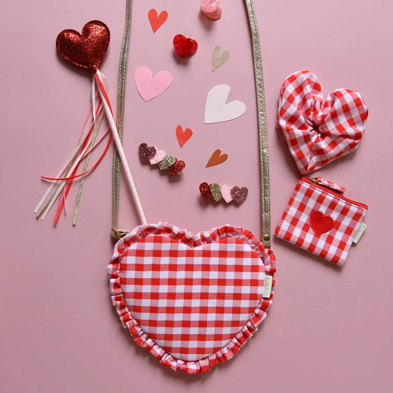 Plecaki I Torebki Dziecięce | Rockahula Kids Torebka Gingham Ruffle Love Heart