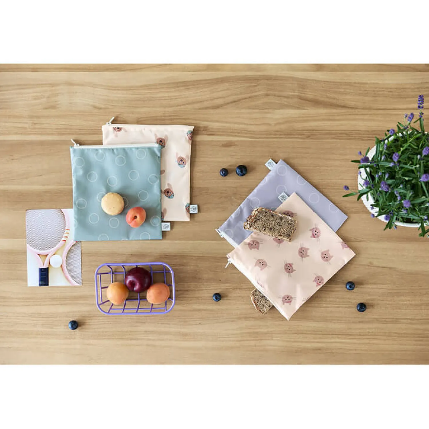 Lunchboxy|Przechowywanie Jedzenia | Lassig Torebka na przekąski Snack Bag na suwak 2 szt. Tiny Team Piesek