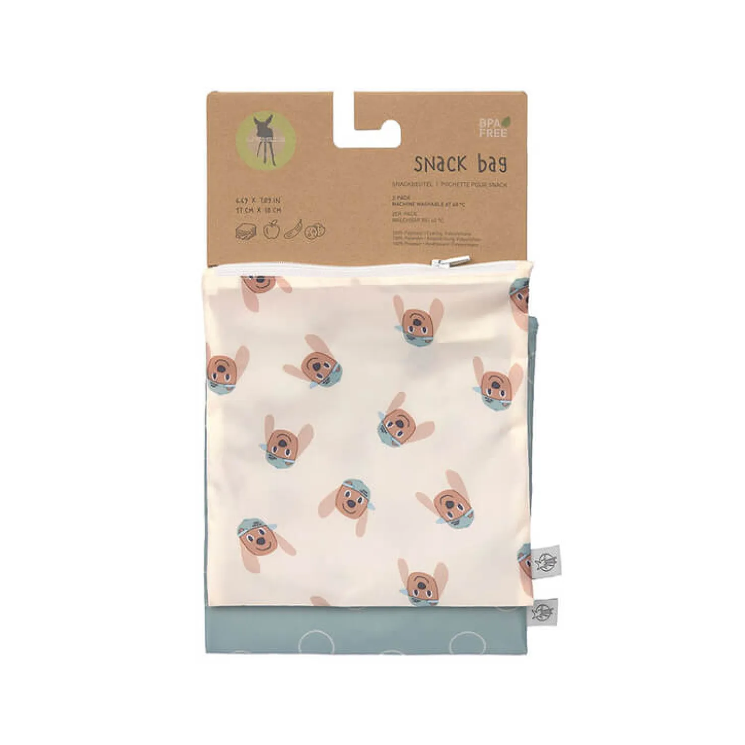 Lunchboxy|Przechowywanie Jedzenia | Lassig Torebka na przekąski Snack Bag na suwak 2 szt. Tiny Team Piesek