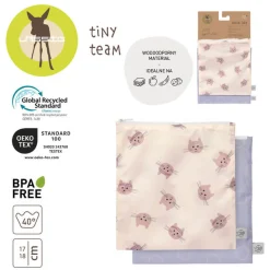 Lunchboxy|Przechowywanie Jedzenia | Lassig Torebka na przekąski Snack Bag na suwak 2 szt. Tiny Team Kotek
