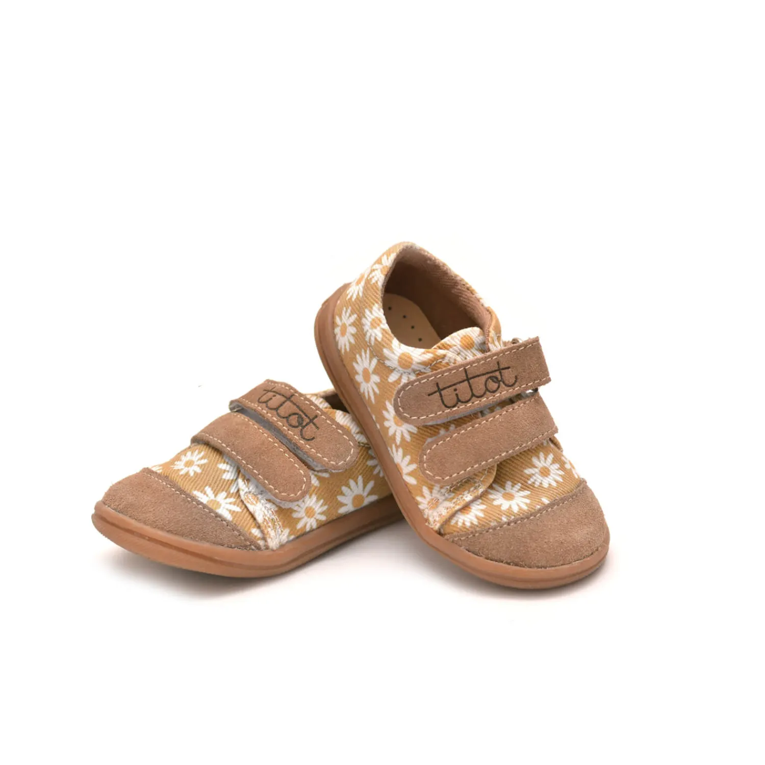 Kapcie Do Przedszkola|Buciki I Kapcie | TITOT Trampki na plac zabaw, do żłobka, przedszkola - BEIGE DAISY