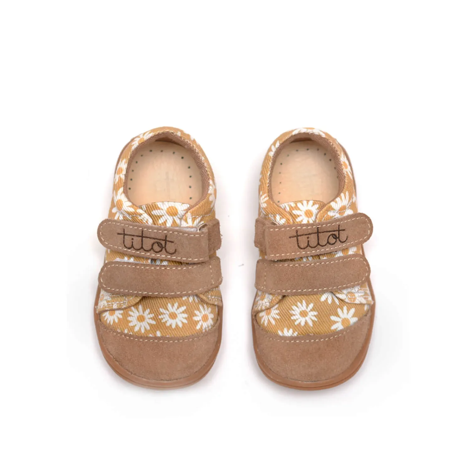 Kapcie Do Przedszkola|Buciki I Kapcie | TITOT Trampki na plac zabaw, do żłobka, przedszkola - BEIGE DAISY