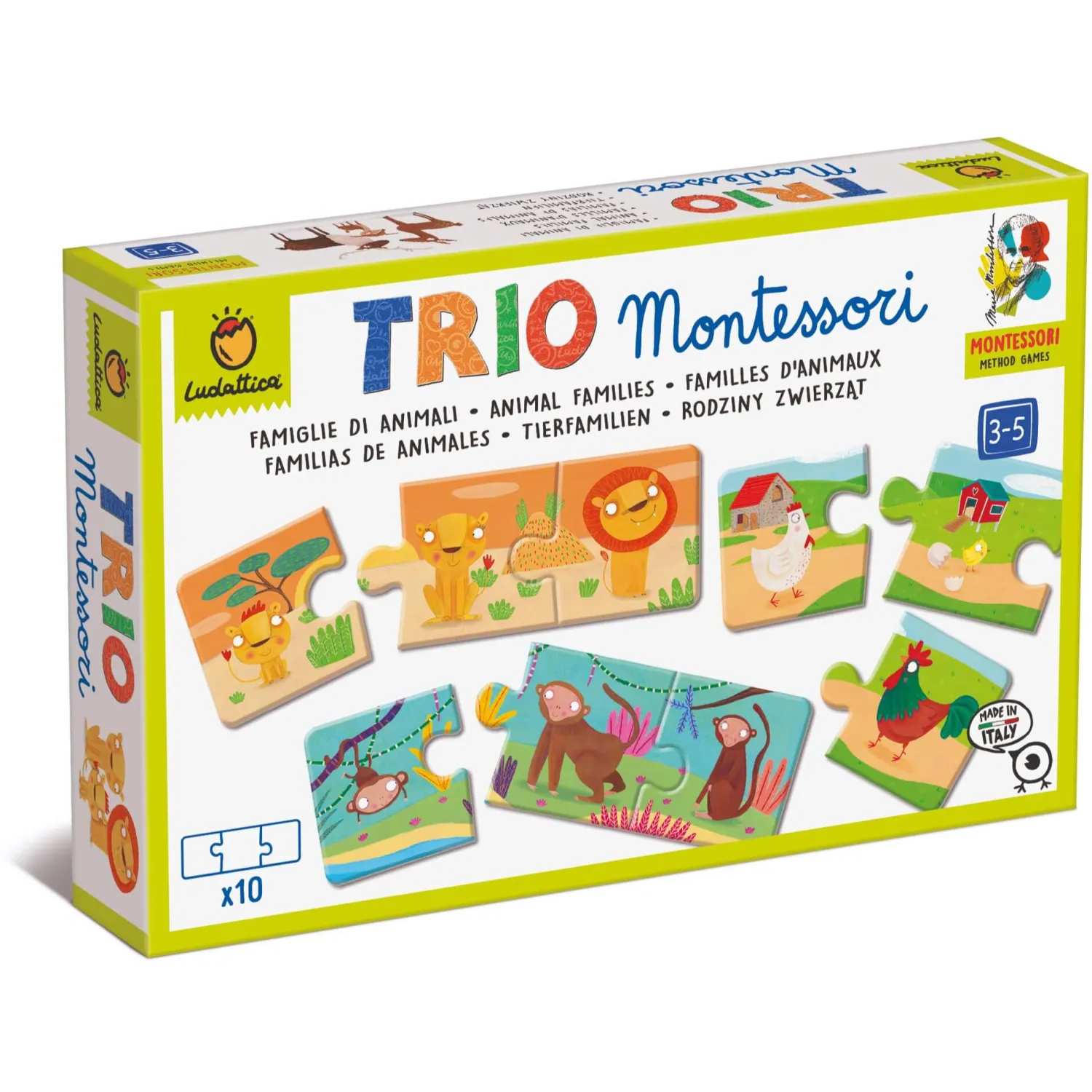 Montessori|Edukacyjne | Ludattica TRIO Montessori - gra-układanka - RODZINY ZWIERZĄT