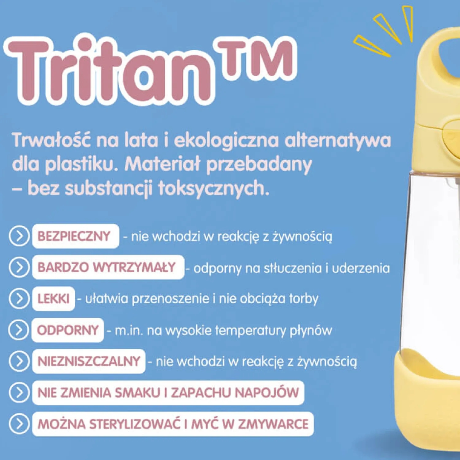 Bidony I Butelki|Bidony I Butelki | b.box Tritanowa butelka ze słomką Lemon Twist