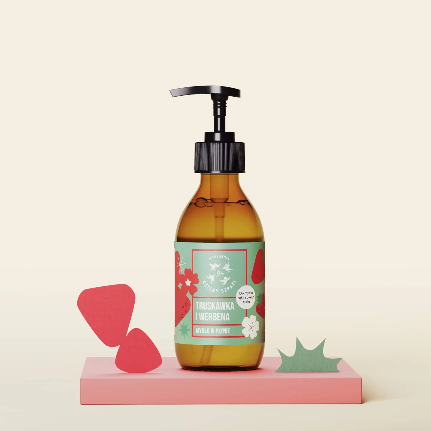 Truskawka i Werbena - naturalne mydło w płynie, 300 ml