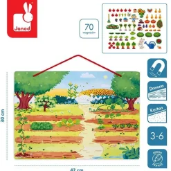 Edukacyjne|Magnetyczne | Janod Układanka drewniana magnetyczna z 70 magnesami Ogród