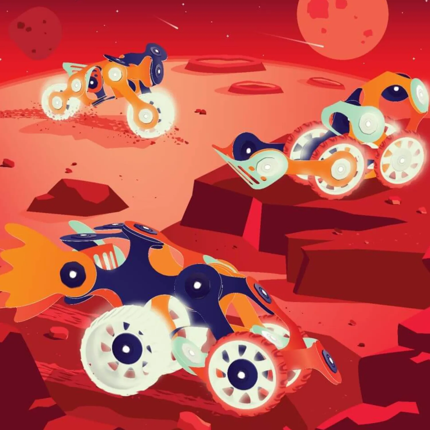 Idealne W Podróży|6 Lat+ | CLIXO Układanka magnetyczna Mars Rovers