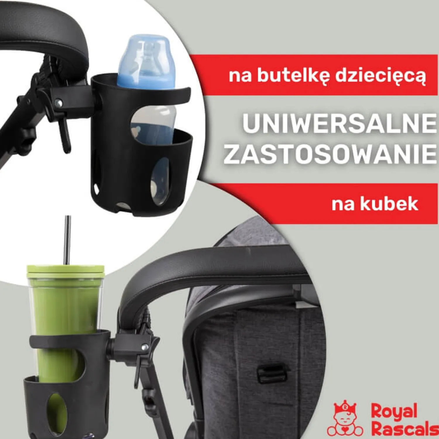 Przydatne Akcesoria | ROYAL RASCALS Uniwersalny uchwyt na kubek do wózka