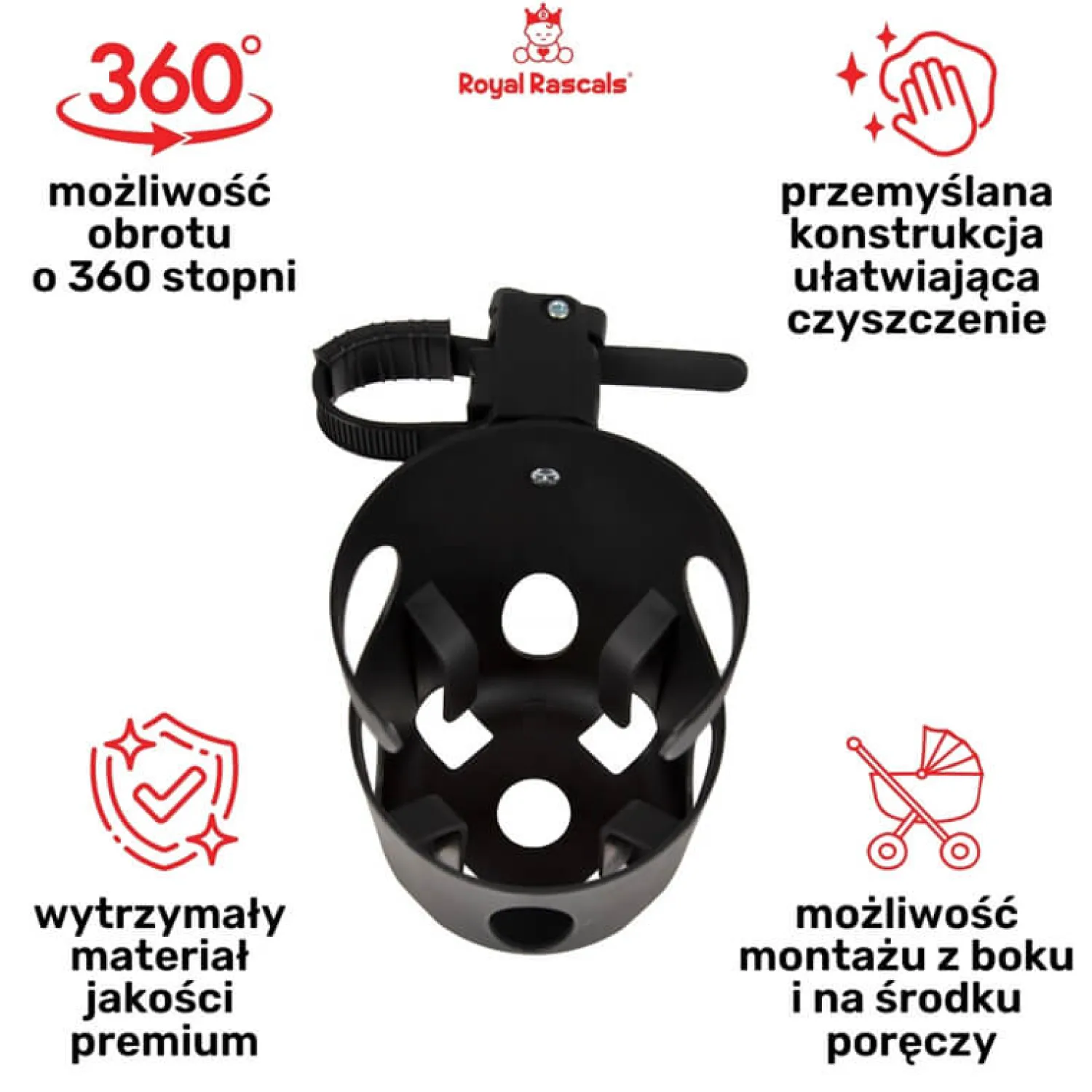 Przydatne Akcesoria | ROYAL RASCALS Uniwersalny uchwyt na kubek do wózka