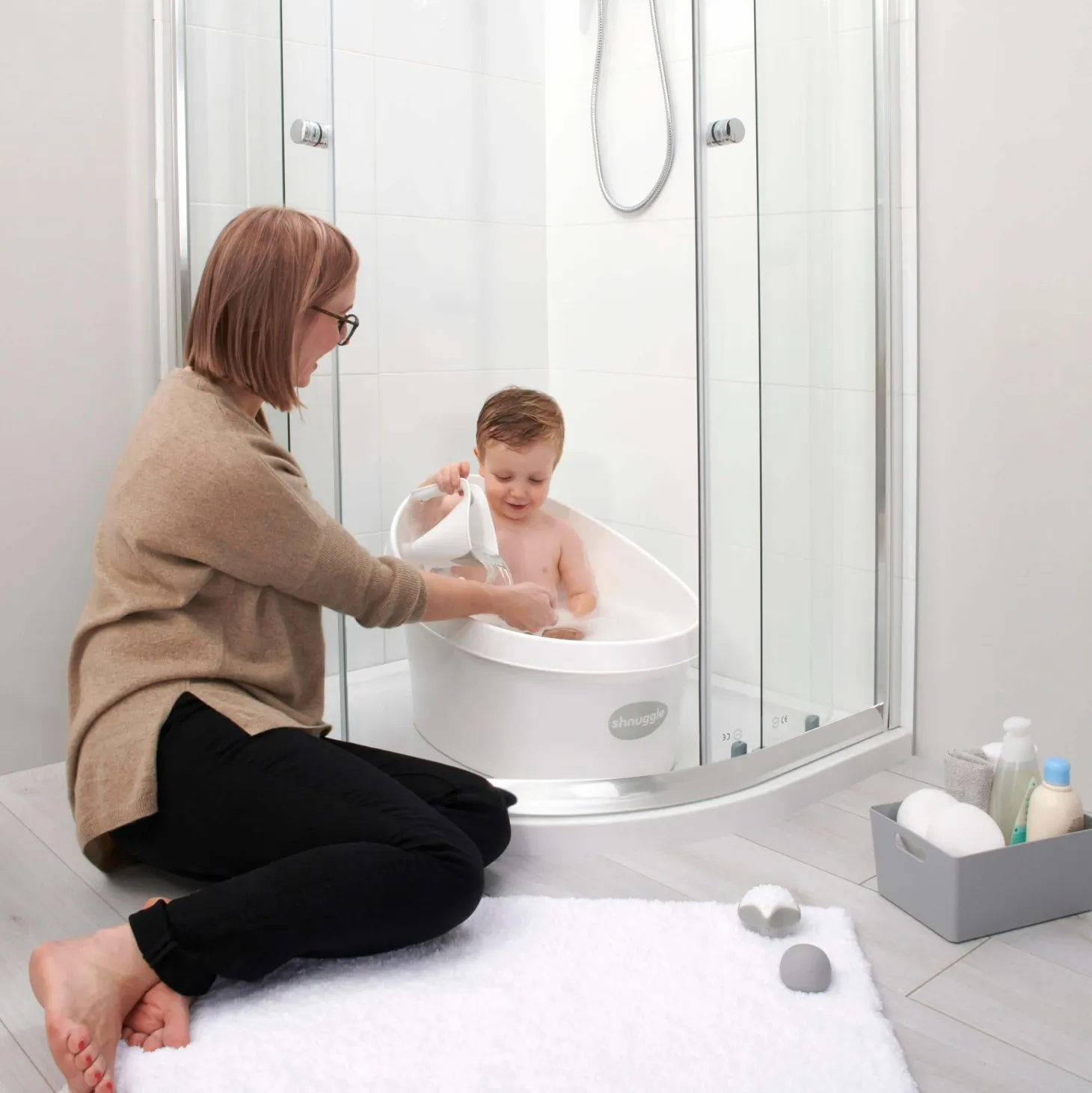 Wanienka Shnuggle Toddler z piankowym oparciem white and grey