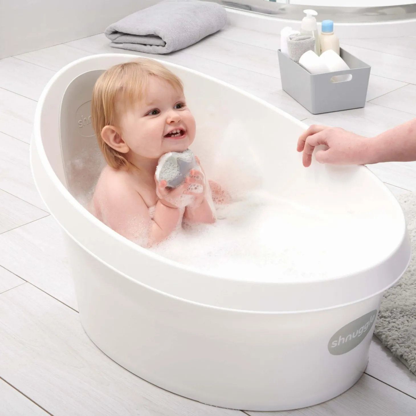 Wanienka Shnuggle Toddler z piankowym oparciem white and grey