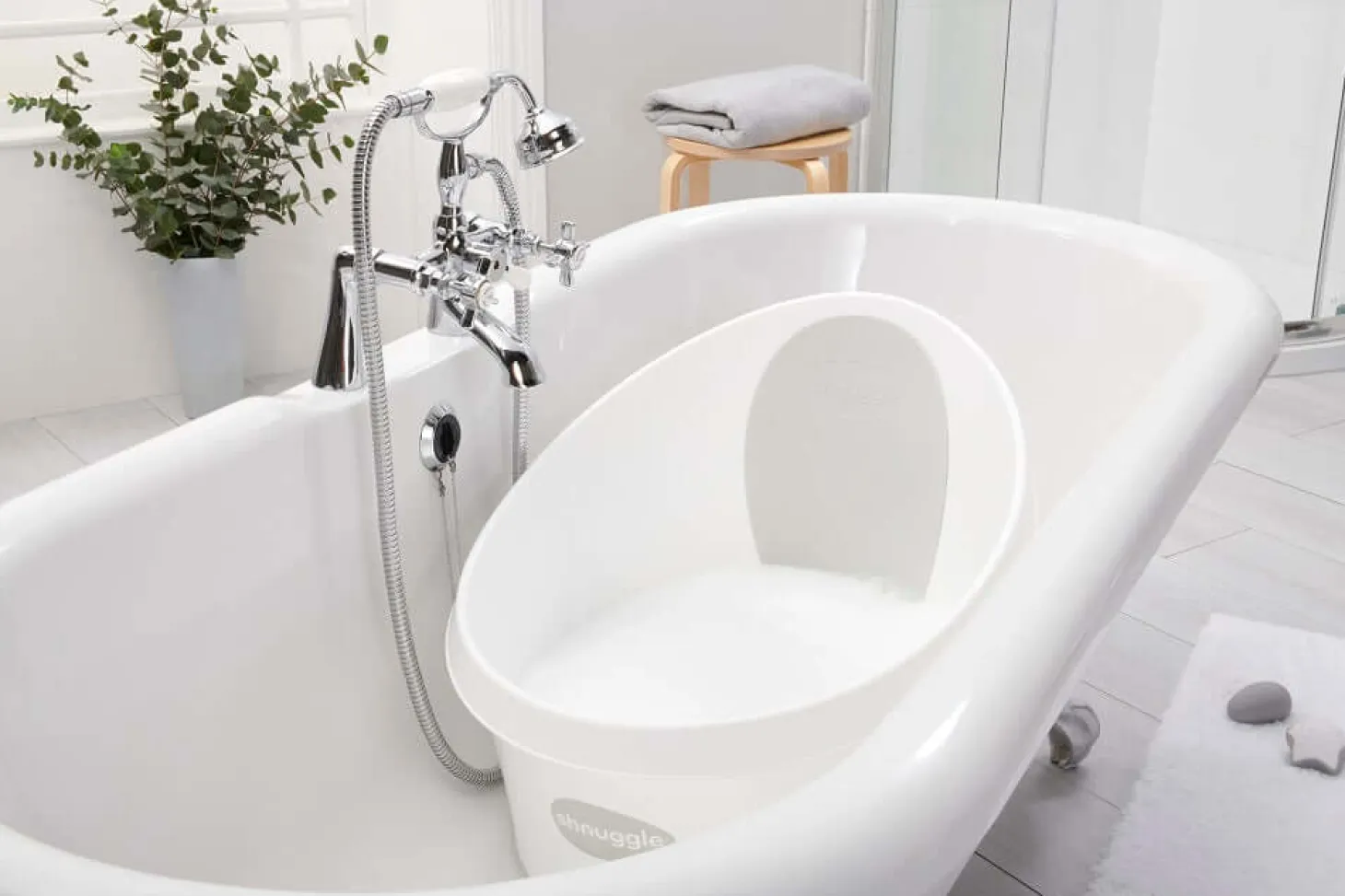 Wanienka Shnuggle Toddler z piankowym oparciem white and grey