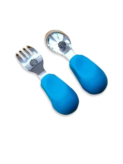 Metoda Blw|Naczynia Dla Dzieci | Nanas Manners Widelec i łyżka 1-3 lat, ETAP 2 - blue